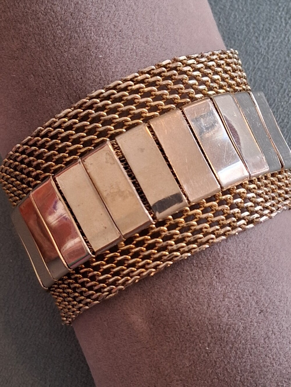 Vtg 40s 50s Gold-Tone Statement Bracelet